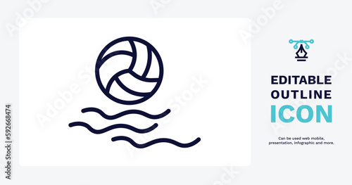 waterpolo icon. Thin line waterpolo icon from sport and games collection. Outline vector isolated on white background. Editable waterpolo symbol can be used web and mobile