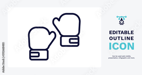 two boxing gloves icon. Thin line two boxing gloves icon from sport and games collection. Outline vector isolated on white background. Editable two boxing gloves symbol can be used web and mobile