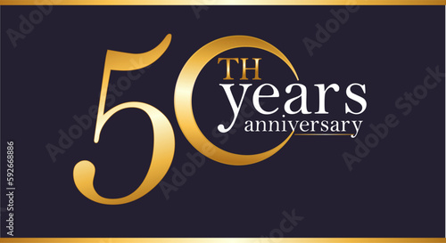 Anniversary logo template 50 years, art gold