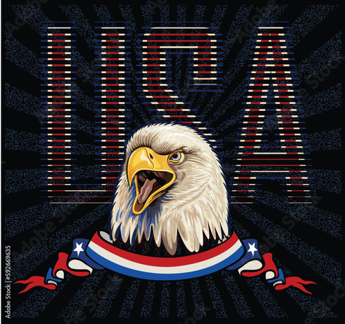 American Redoubtable  Eagle with USA flags
