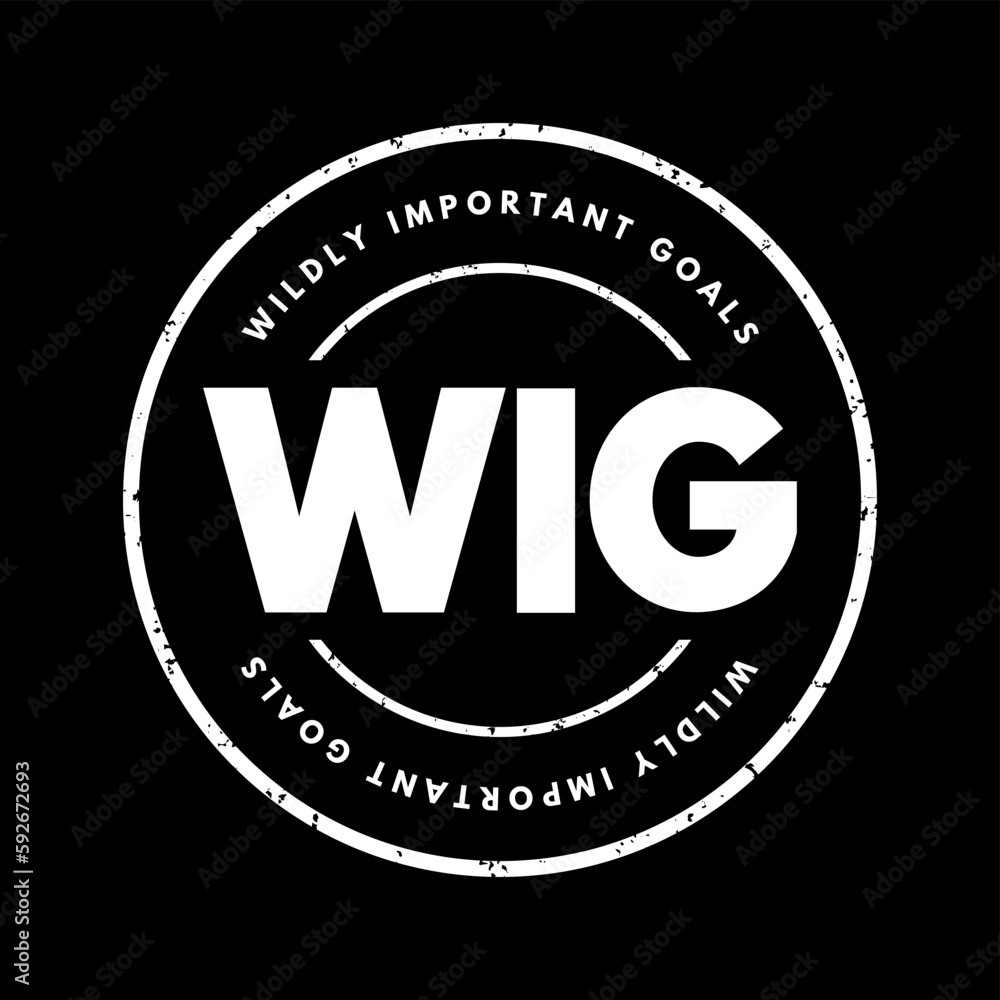 WIG Wildly Important Goals - highly important goals that must be achieved or no other goal matters, acronym text stamp
