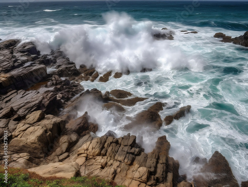 Rocky Coastline battered by waves