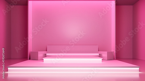 Product Stand Pink White  Generative AI  Illustration