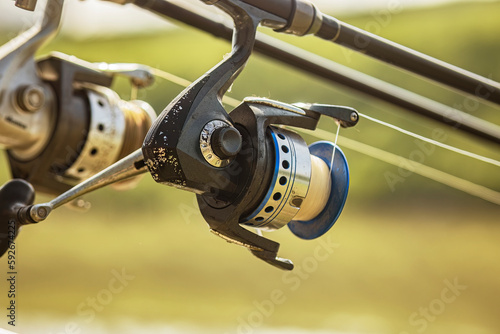 Carp fishing reel and rod