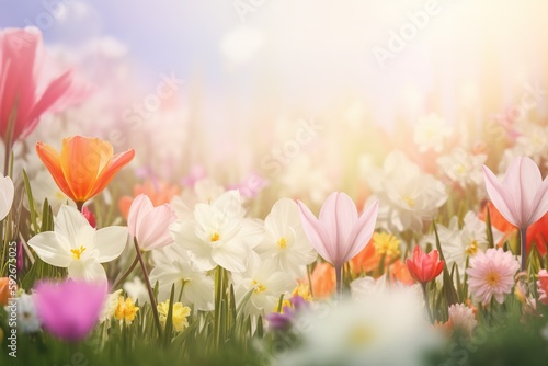 spring flower background on white background © supatthanan