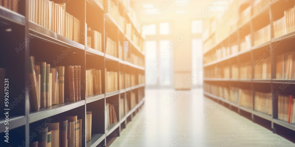 Abstract blurred public library interior space. blurry room with bookshelves by defocused effect. use for background or backdrop in business or education concepts generated by AI. Abstract blurred public library interior space. blurry room with bookshelves by defocused effect. use for background or backdrop in business or education concepts generated by AI.