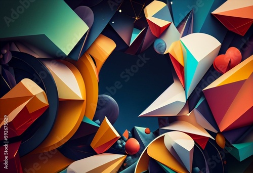 Illustration of an abstract colorful geometric background. Generative AI