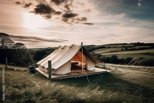 glamping in the beautiful countryside. luxury glamorous camping. glamping in the country side, generated by AI. © Rattanapon