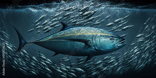 The Freedom of the Ocean - World Tuna Day - An artwork that captures the sense of freedom and movement that comes with swimming alongside the tuna in the vast ocean.