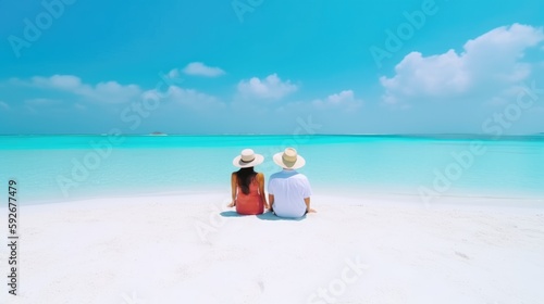 Couple relaxing sitting on ...