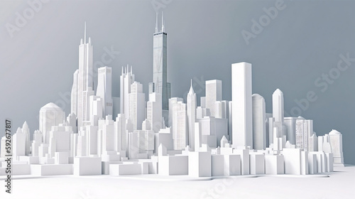 3d illustration of a city with white material