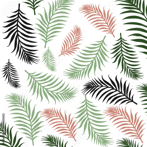 Green summer tropical background. Vector floral background. Illustration design of leaves.