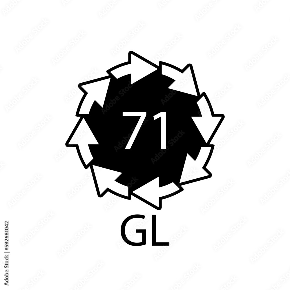 Green Glass recycling code 71 GL. Vector illustration Green Glass recycling code 71 GL. Vector illustration