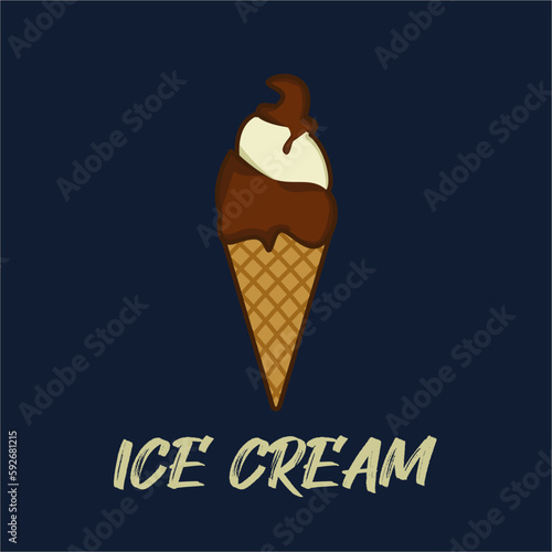 vector illustration of ice cream with a combination of chocolate and vanilla flavors, clean image, vector ice cream.