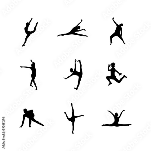 silhouette set of dancing people movement vector,clean figure,dancing vector.