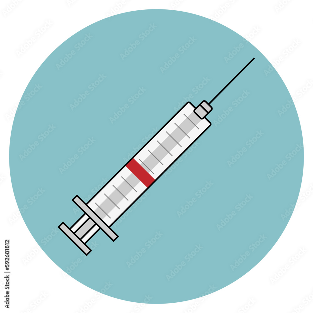 Syringe flat icon. Pharmacy treatment, health pill, medication vitamin and tablet, vector illustration Syringe flat icon. Pharmacy treatment, health pill, medication vitamin and tablet, vector illustration