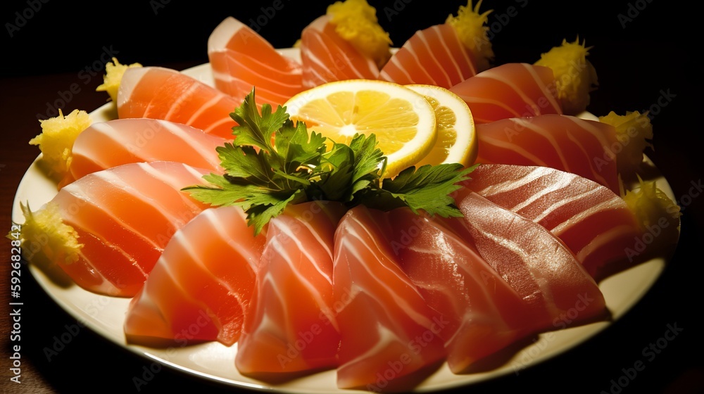 Sashimi - Fresh slices of raw fish, perfect for seafood lovers Sashimi - Fresh slices of raw fish, perfect for seafood lovers