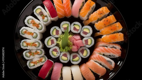 Sushi Platter - A colorful assortment of sushi rolls, perfect for sharing