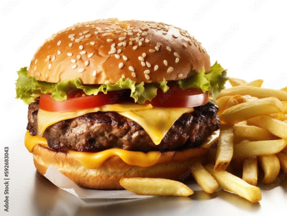 A Decadent Cheeseburger Close-up Shot with Perfect Toppings. A Decadent Cheeseburger Close-up Shot with Perfect Toppings.