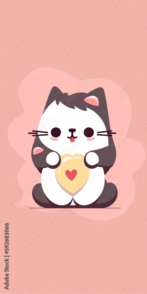 love, valentine day, Minimalism, cute,  cat mochi, no items in background