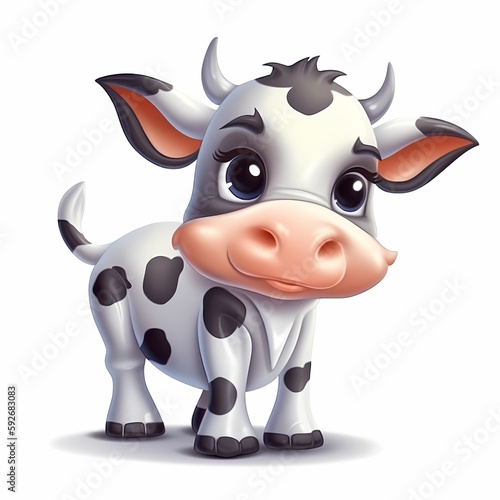 cartoon baby cow. Generative AI