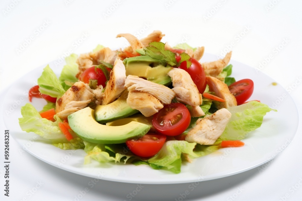 salad with chicken tomato avocado and lettuce