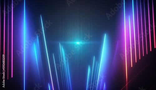 A dreamy futuristic neon lightshow background - Lightshow backdrop with neon style elements - Future dreamy style of a neon lightshow wallpaper - Created with Generative AI technology © Sentoriak