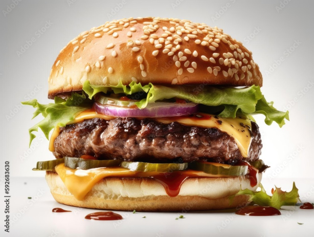 Close-Up of a Juicy Burger Patty with Delicious Flavor - Mouthwatering Image for Food Lovers!