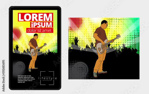 Music event concept for internet banners, social media banners, headers of websites, vector illustration 