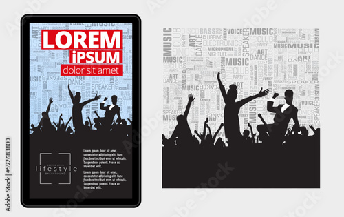 Music event concept for internet banners, social media banners, headers of websites, vector illustration 