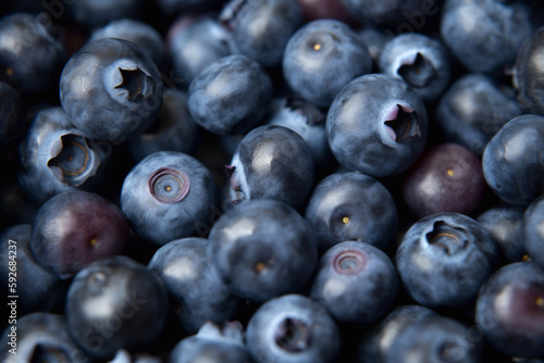 blueberries background. Fresh Bilberries. Close-up background. AI Generated