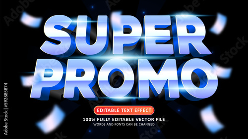 Super promo blue 3d editable modern text effect