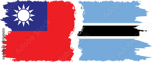 Botswana and Taiwan grunge flags connection vector