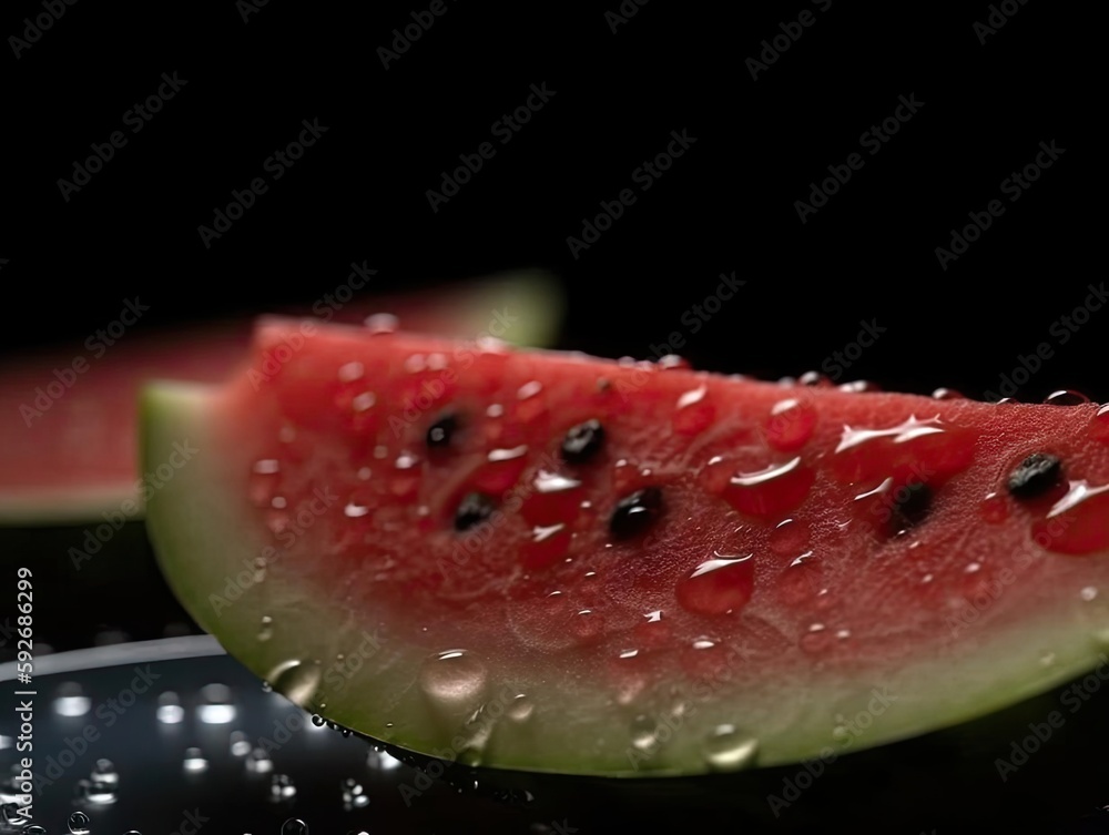 Close-Up of Ripe Watermelon Slice with Juicy Flesh. Close-Up of Ripe Watermelon Slice with Juicy Flesh.
