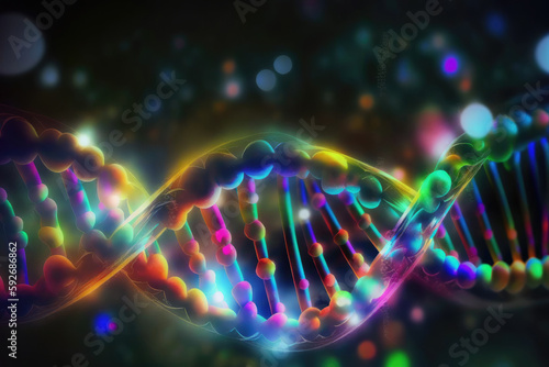 Structure of DNA molecules, illustration of a DNA molecule in 3D, Generative AI.