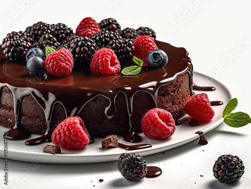 Close-Up of Freshly Baked Chocolate Cake with G_bottom_left, Artfully Captured on Camera.