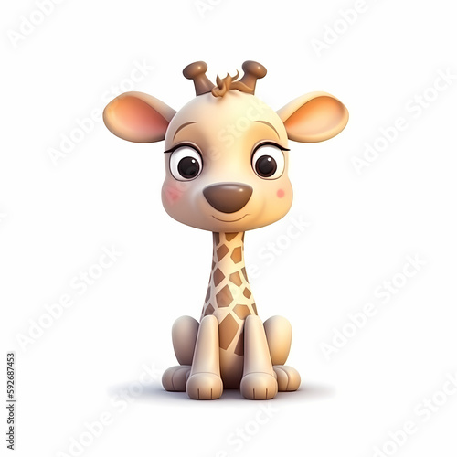Baby Giraffe Cartoon. Generative AI