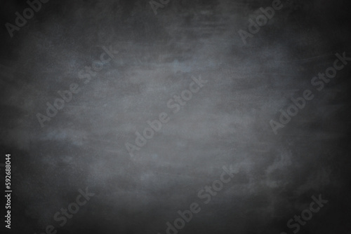 Chalkboard texture background with grunge dirt white chalk on blank black board billboard wall, copy space