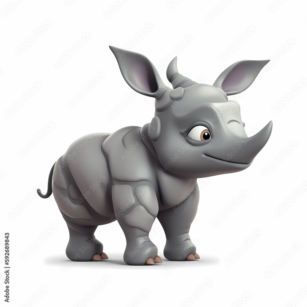 cute baby rhino. Generative AI