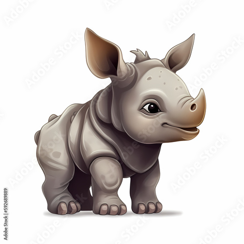 cute baby rhino. Generative AI