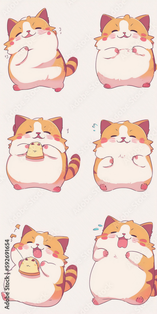 Cat, anime illustration, pastel and rustic color scheme, cute face with rosy cheeks and big round eyes, character has a soft and springy appearance Cat, anime illustration, pastel and rustic color scheme, cute face with rosy cheeks and big round eyes, character has a soft and springy appearance