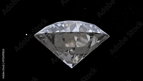Realistic 360-degree seamless looping spin of the precious shining diamond rendered in UHD, alpha matte is included photo
