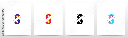 Alphabet Cut Slashed Letter Logo Design S