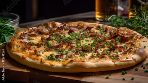 Tarte Flambée, a Thin and Crispy Pizza-like Dish