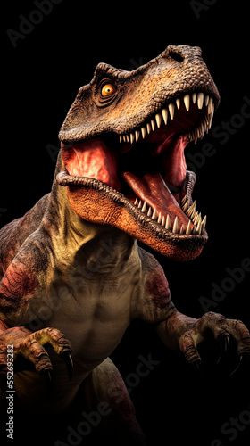 tyrannosaurus dinosaur 3d render created with Generative Ai technology © Andrii Yablonskyi