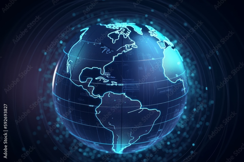globe with communications satellite connections, generative ai globe with communications satellite connections, generative ai