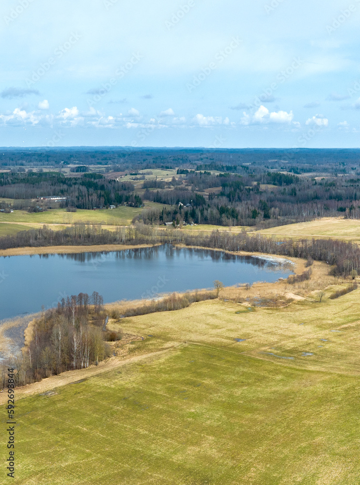 Spring landscapes in Latvia, in the countryside of Latgalenear Auleja lake.