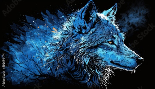 blue wolf by ai generative © YuDwi Studio