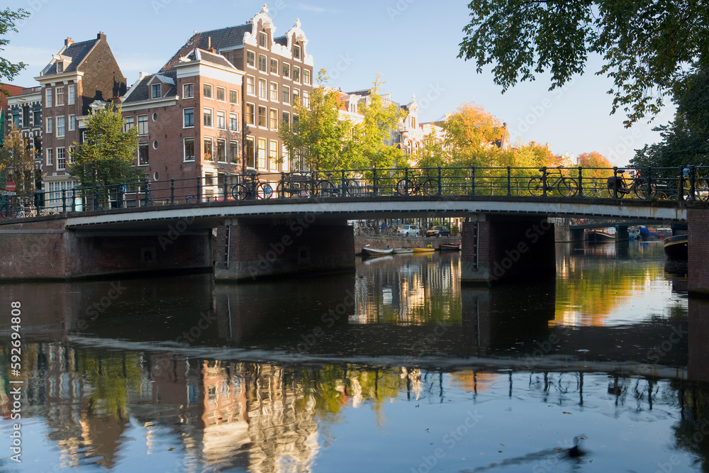 Bridge over a canal in Amsterdam, The Netherlands