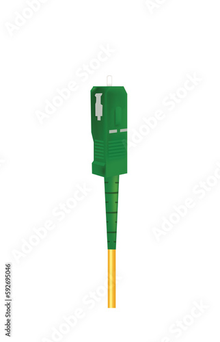 Fiber optic cable with SC APC connector. vector